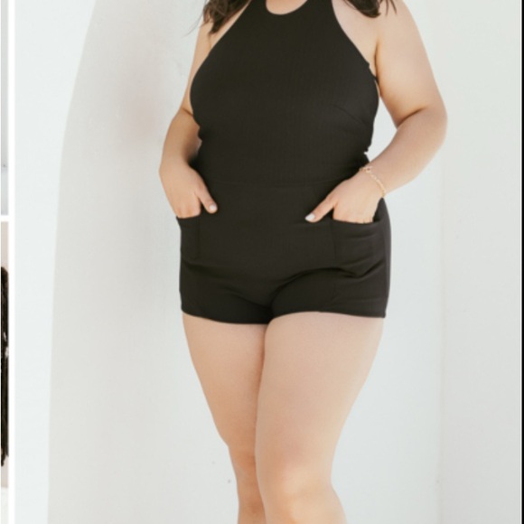 NWT POPFLEX Active Reef Romper Women's One Piece Swimsuit BLACK Size M - Picture 5 of 12